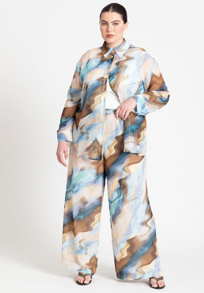 Printed Button Up Top image number null