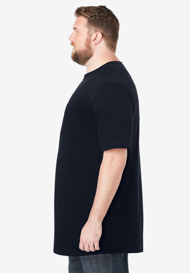 Shrink-Less™ Lightweight Longer-Length Crewneck Pocket T-Shirt image number 2