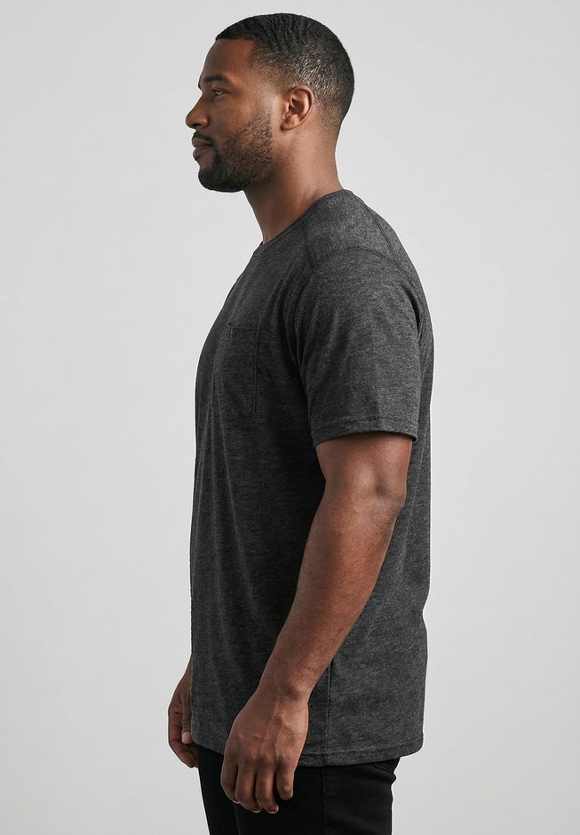 Shrink-Less&trade; Lightweight Longer-Length Crewneck Pocket T-Shirt image number 1