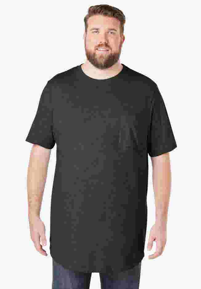 Shrink-Less™ Lightweight Longer-Length Crewneck Pocket T-Shirt image number 0