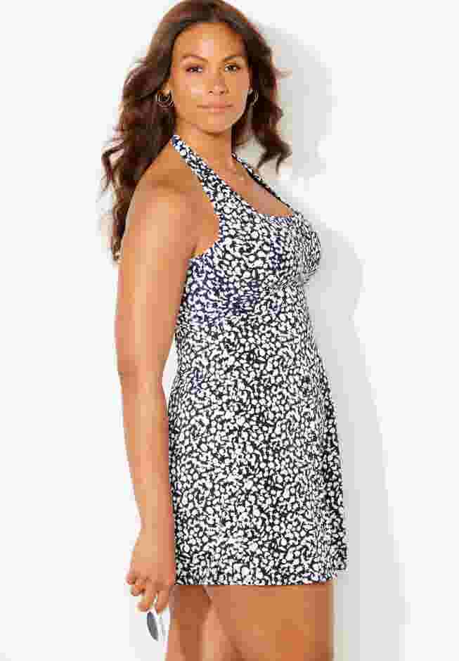 Square Neck Princess Seam Two-Piece Swimdress image number 2