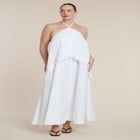 Embroidered Eyelet Halter Maxi Dress image number 1