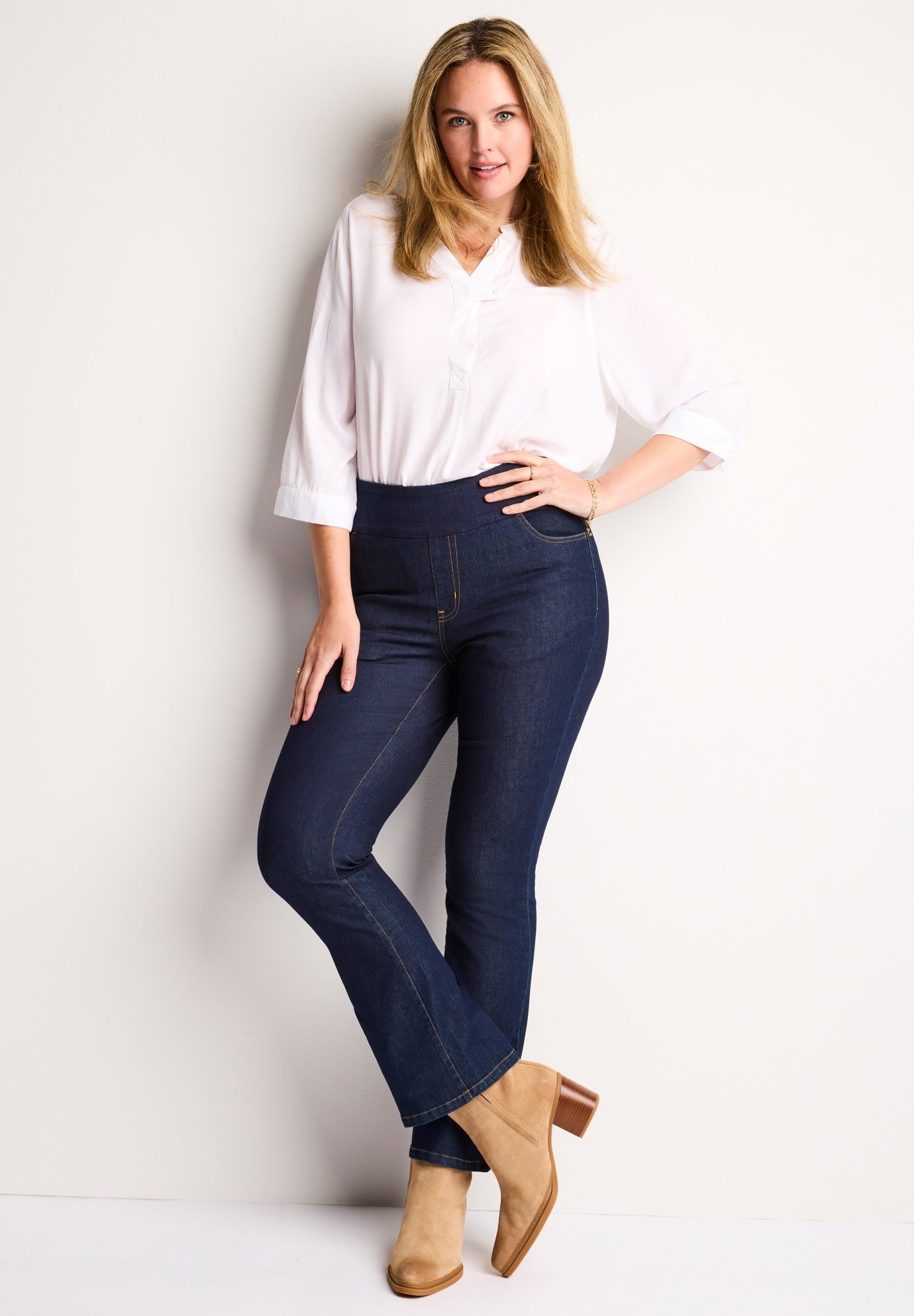 Flex-Fit Pull-On Bootcut Gap-Free Stretch Denim Jeans image number 0