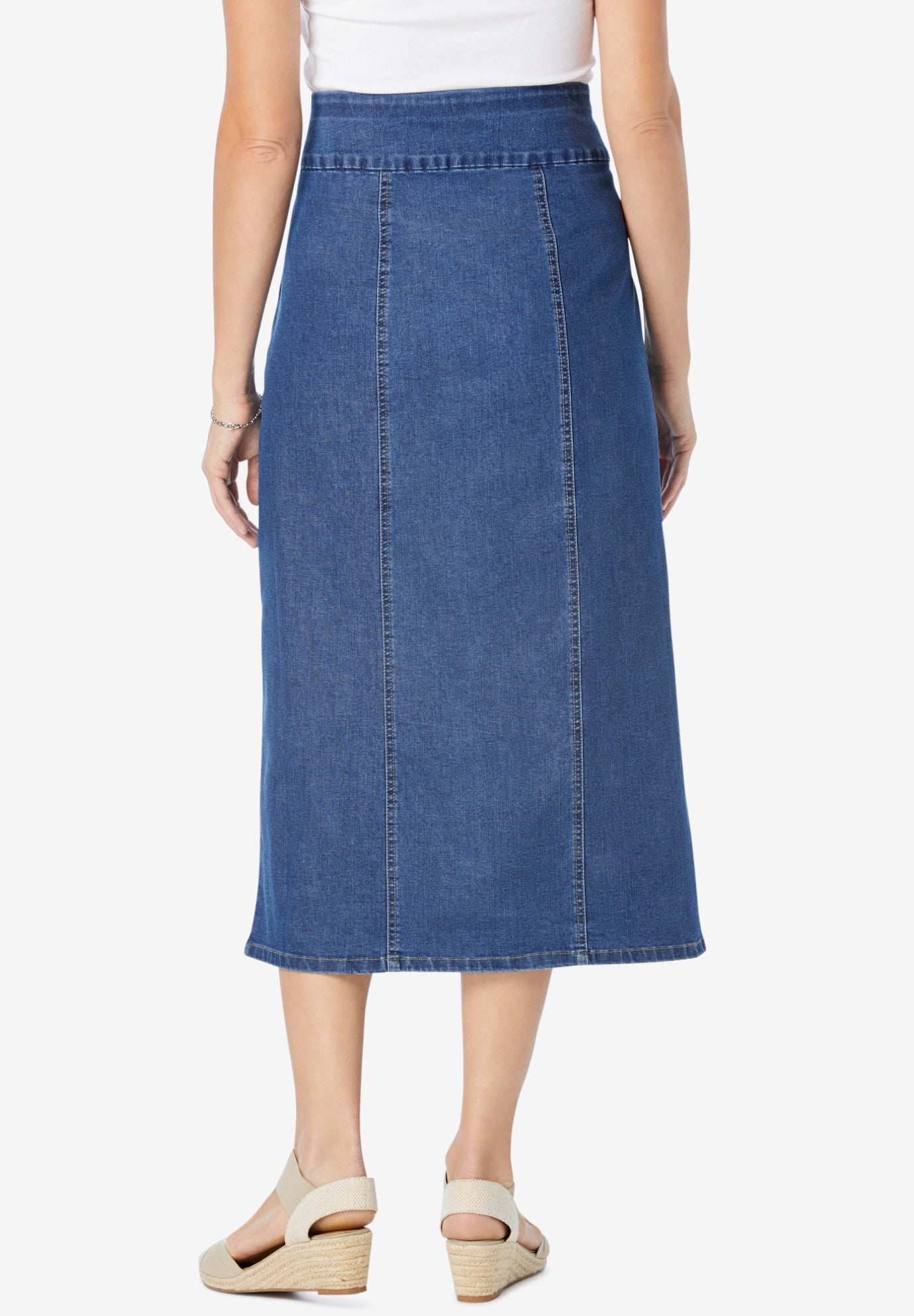 Pull-On Flex-Fit Elastic-Waist Stretch Denim Skirt image number 1