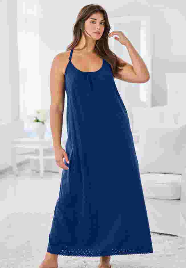 Breezy Eyelet Knit Long Nightgown image number 5