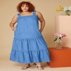 Strapless Tiered Midi Dress image number null