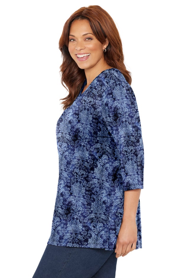 Easy Fit 3/4-Sleeve V-Neck Tunic image number 2