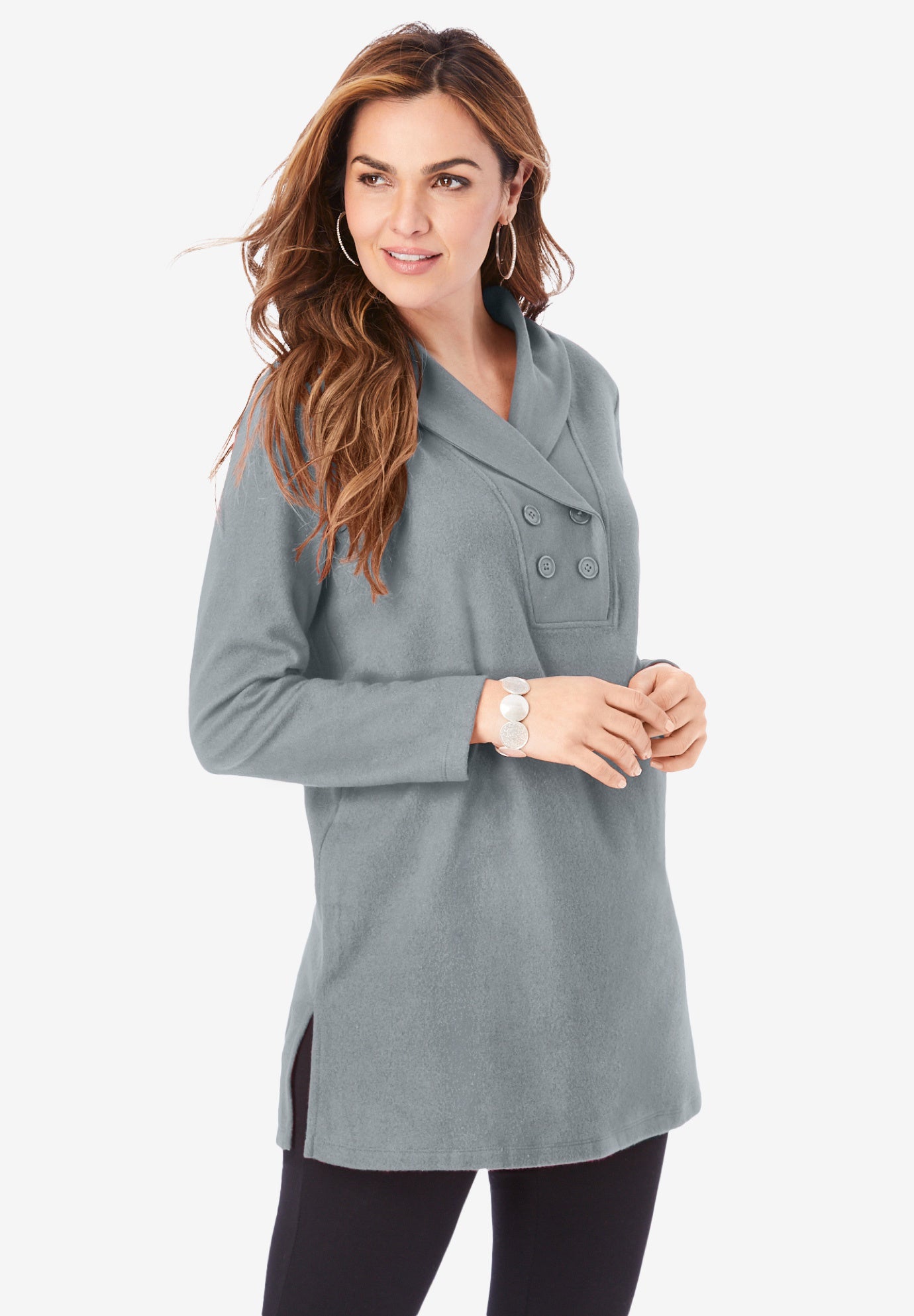 Double Button Sherpa Fleece Tunic image number 0