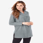 Double Button Sherpa Fleece Tunic image number null