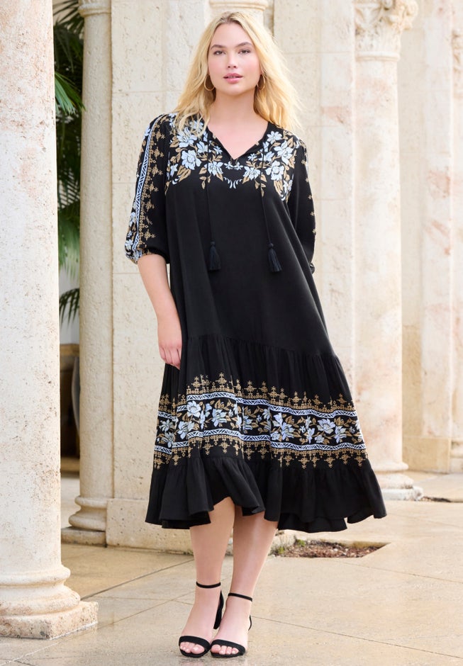 Tiered Embroidered Dress image number 4