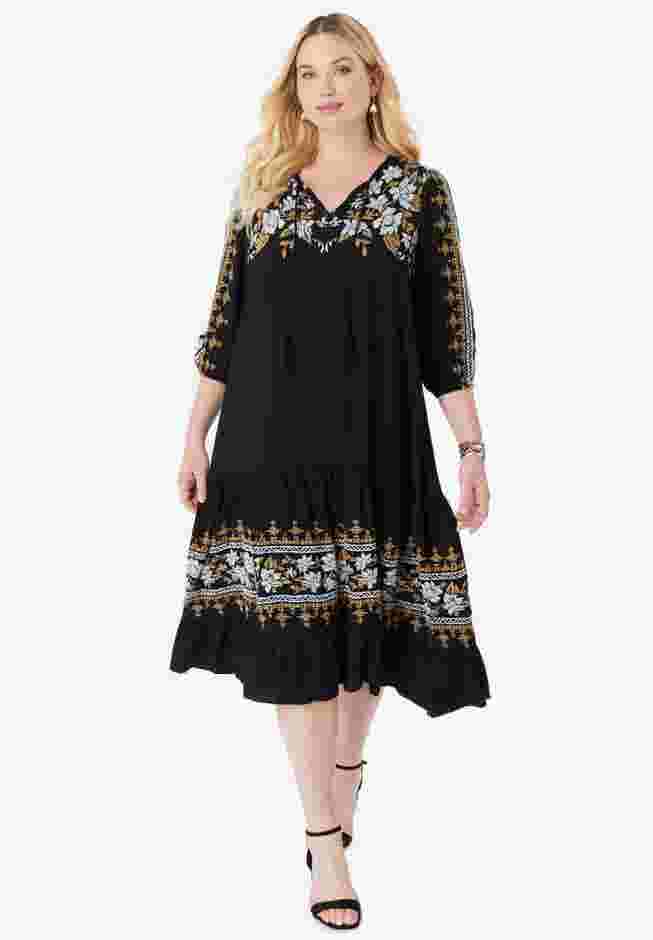 Tiered Embroidered Dress image number 0