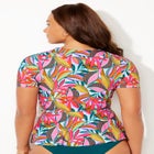 Short Sleeve Faux Wrap Tankini Top image number 1