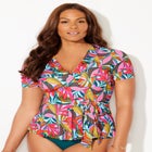 Short Sleeve Faux Wrap Tankini Top image number 4