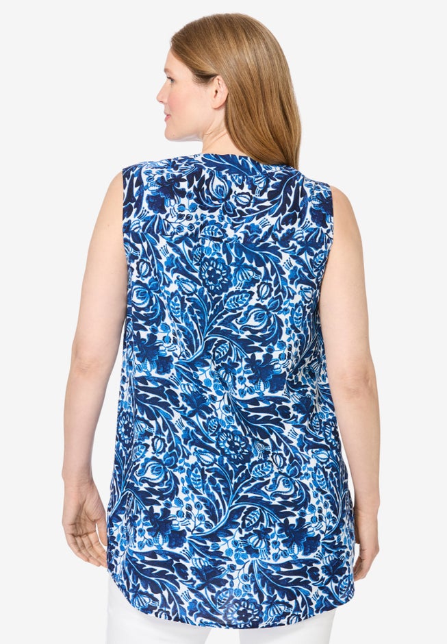 Sleeveless Tab-Front Tunic image number 1