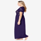 Long Lace Top Stretch Knit Gown image number null
