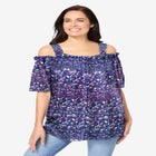 Printed Cold-Shoulder Blouse image number null