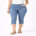 Mid-Rise Stretch Denim Capri Jegging image number null
