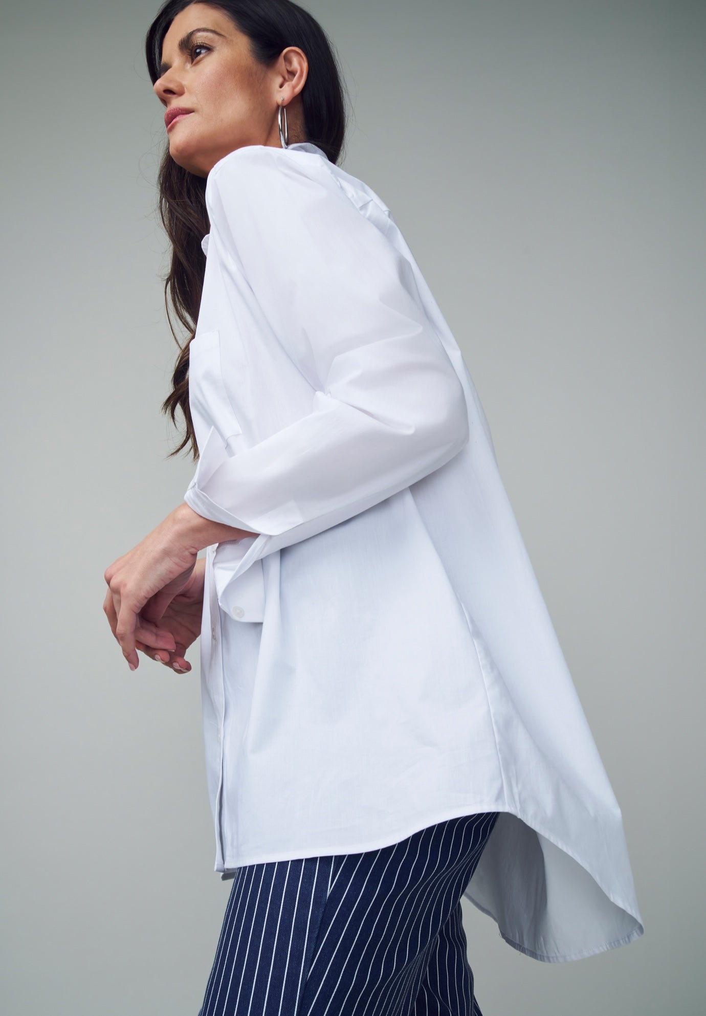 Stretch Cotton Oversized Poplin Shirt image number 1