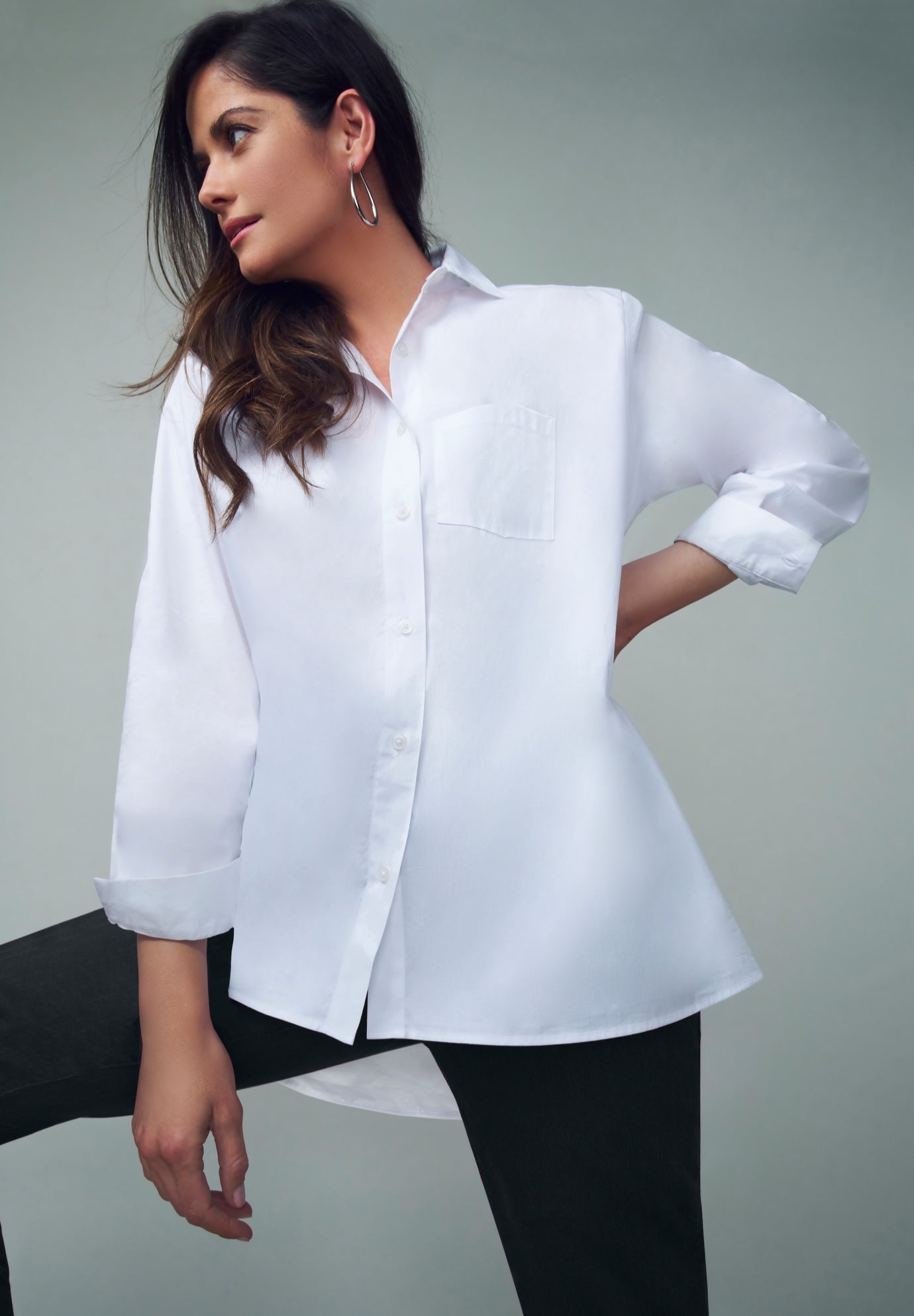 Stretch Cotton Oversized Poplin Shirt image number 0