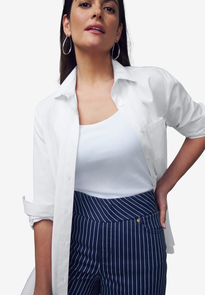 Stretch Cotton Oversized Poplin Shirt image number 3