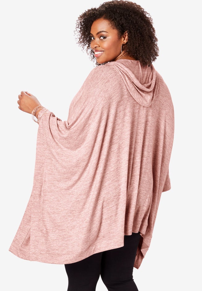 Supersoft Hoodie Poncho with Zip Front image number null