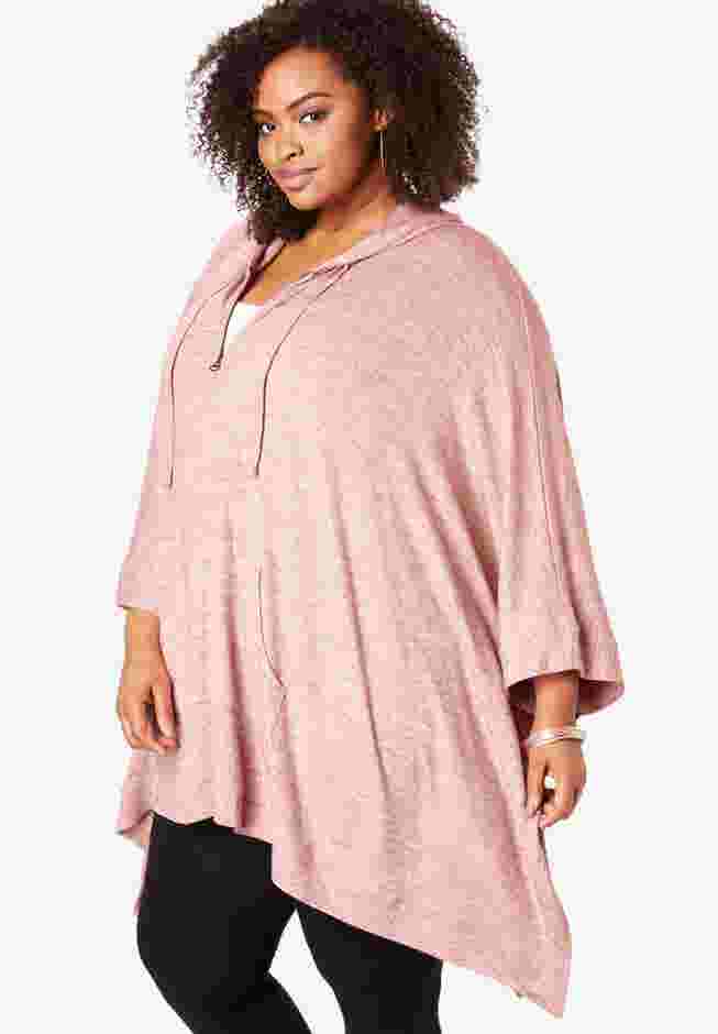 Supersoft Hoodie Poncho with Zip Front image number 2