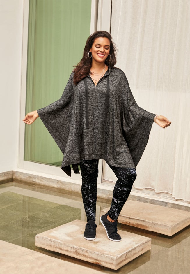 Supersoft Hoodie Poncho with Zip Front image number null