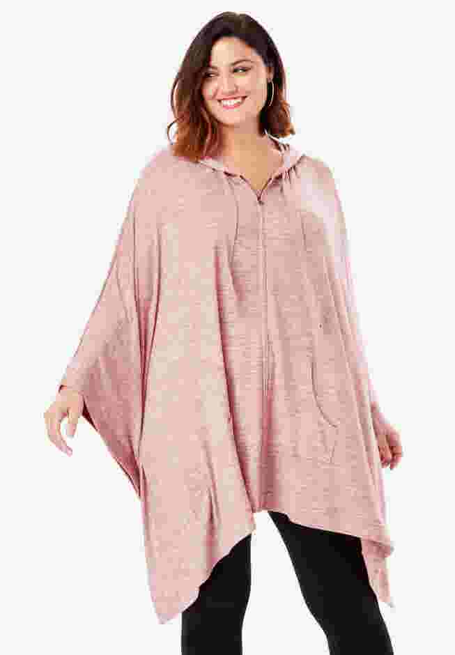 Supersoft Hoodie Poncho with Zip Front image number 0