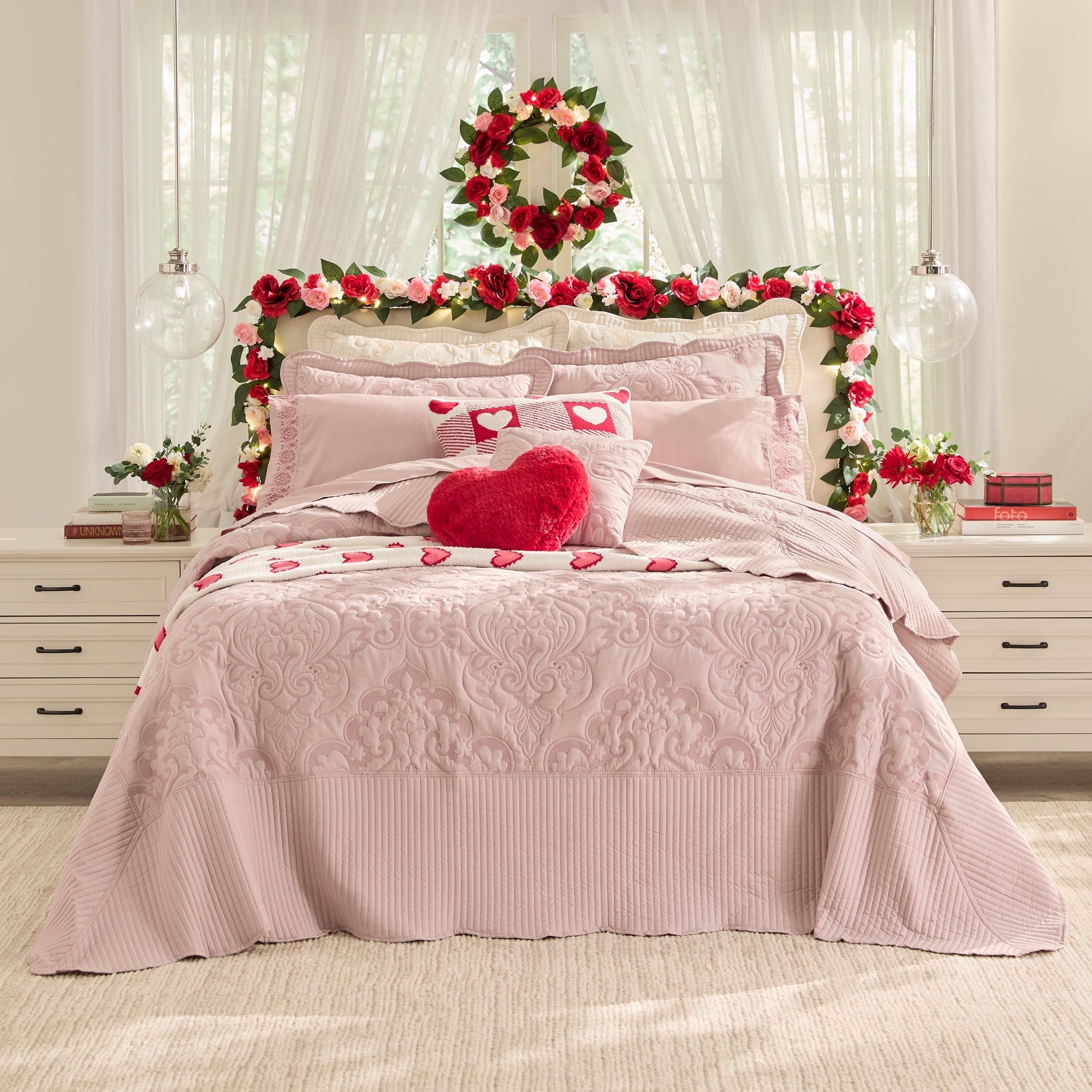  Pre-Lit Rose Bloom 24" Wreath image number 1
