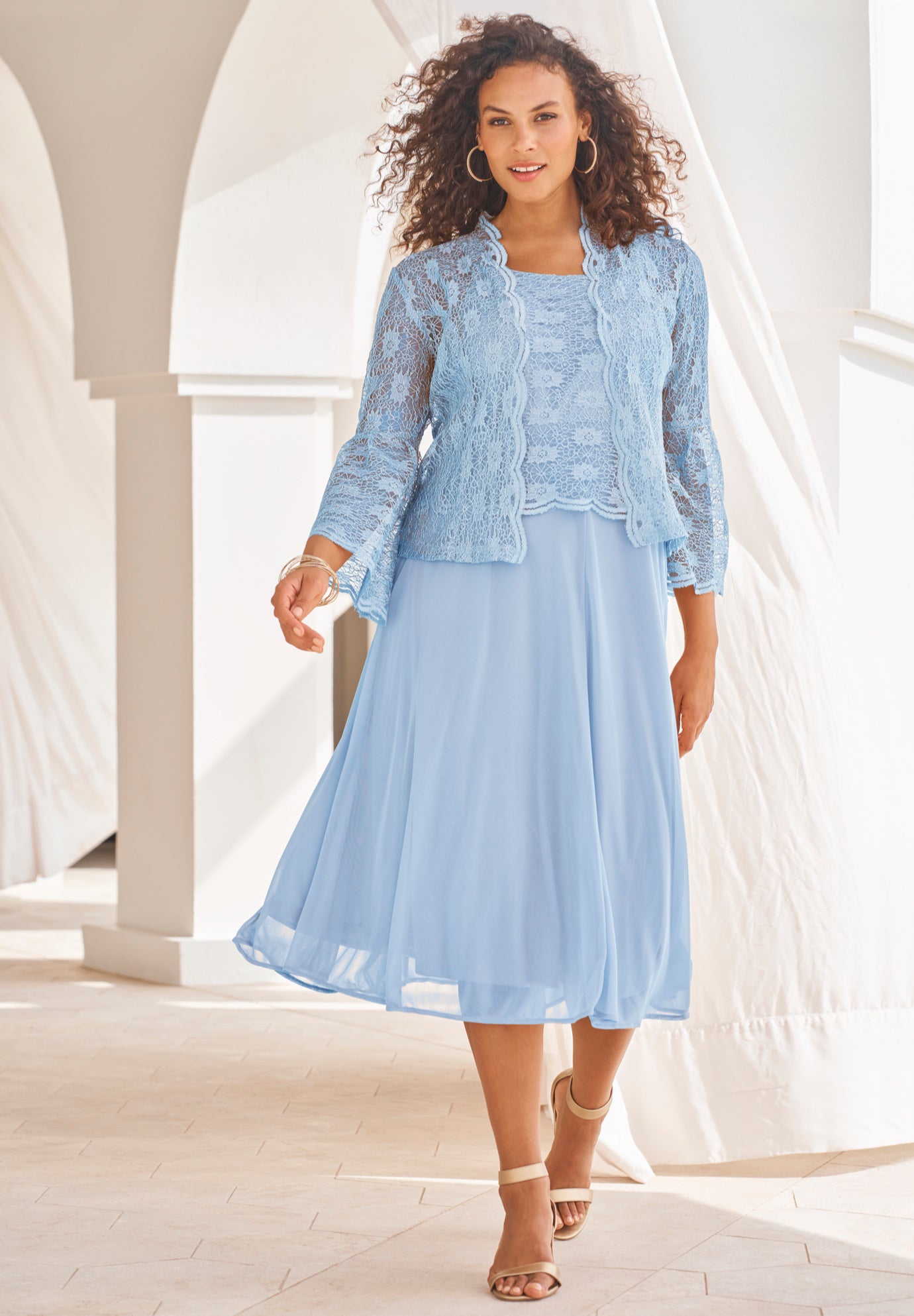 Glitter & Lace Jacket Dress Set image number 3