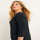 Ruched-Sleeve Tee image number null