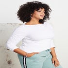 Ruched-Sleeve Tee image number null