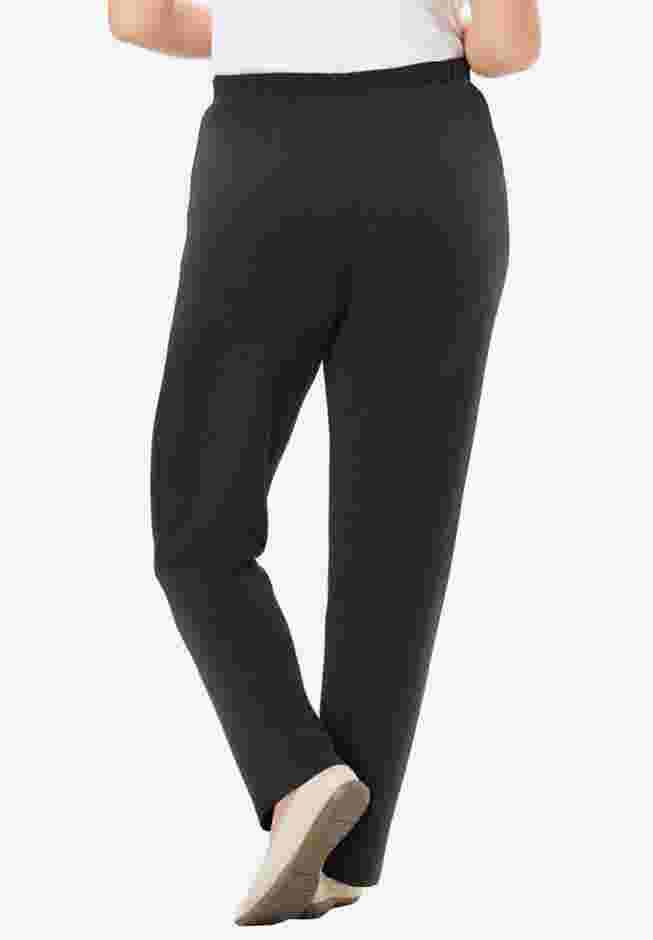Womens Plus-Size 7-Day Knit Ribbed Straight-Leg Pull-On Pants image number 1