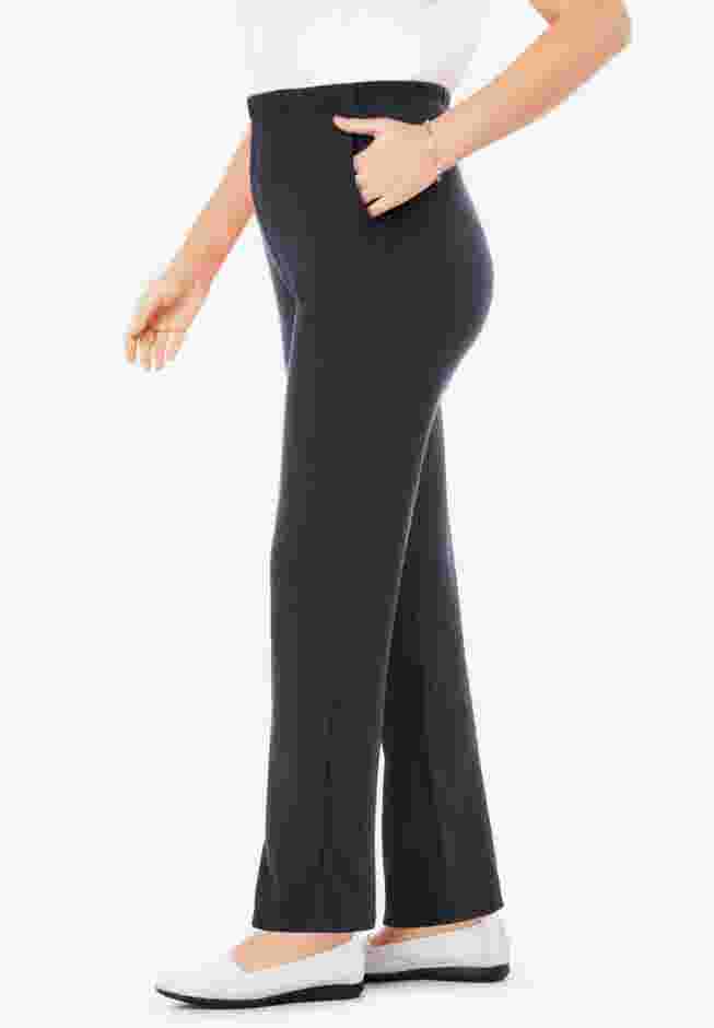 Womens Plus-Size 7-Day Knit Ribbed Straight-Leg Pull-On Pants image number 2