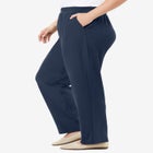 7-Day Knit Ribbed Straight-Leg Pull-On Pants image number null
