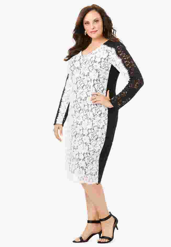 Colorblock Lace Dress image number 0