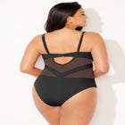 Mesh Spliced Bandeau Underwire One Piece Swimsuit image number null