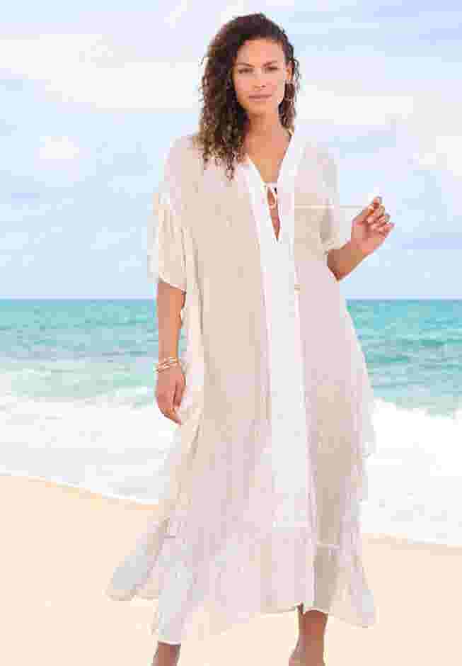 Ruffled Ankle-Length Lurex Cover-Up image number 0