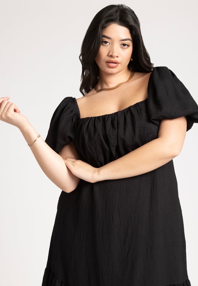 Puff Sleeve Tiered Dress image number null