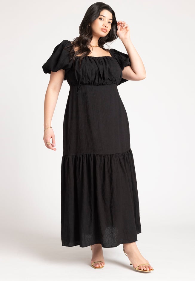 Puff Sleeve Tiered Dress image number null