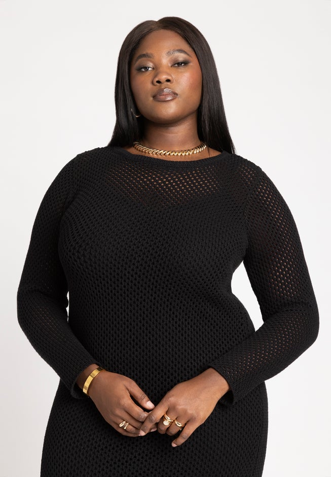 Crochet Open Stitch Maxi Dress With Ruffles image number 3