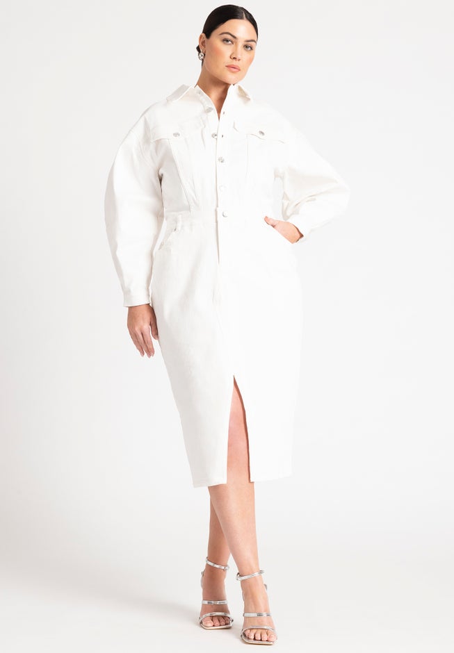 Oversized Denim Midi Dress image number null