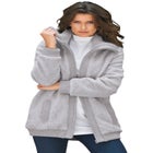Plus Size High Collar Teddy Fleece Bomber image number null