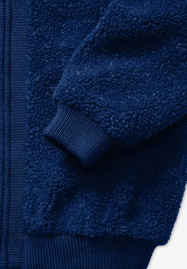 Plus Size High Collar Teddy Fleece Bomber image number 4