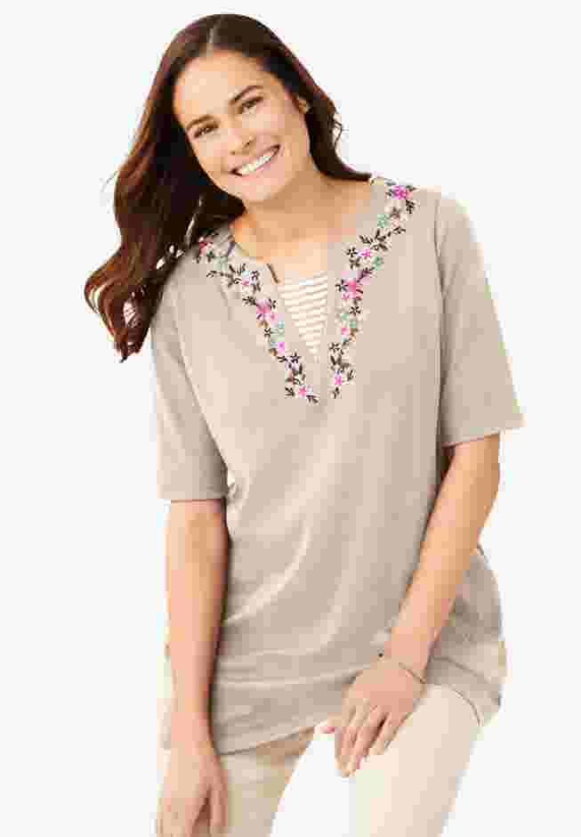 7-Day Embroidered Layered-Look Tunic image number 8