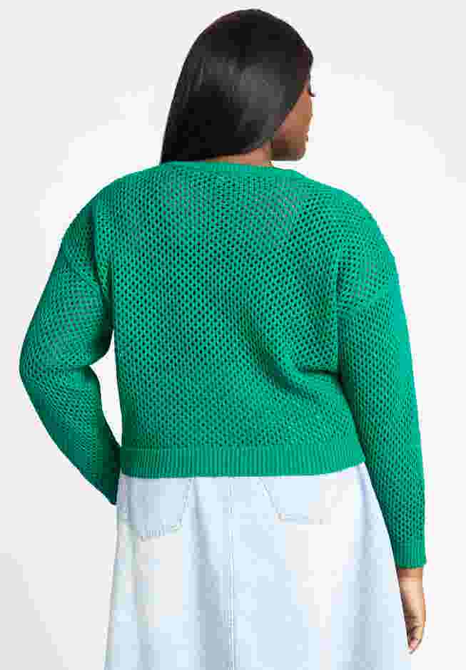 Crochet Open Stitch Boxy Cropped Sweater image number 2