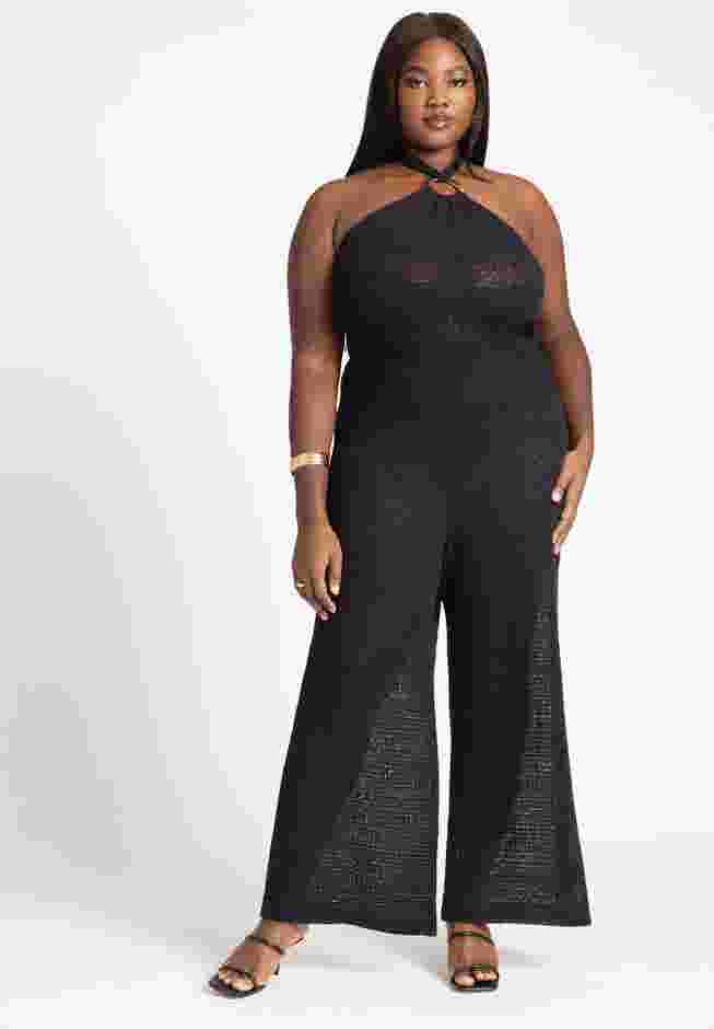 Halter Mesh Cover Up Jumpsuit image number 0