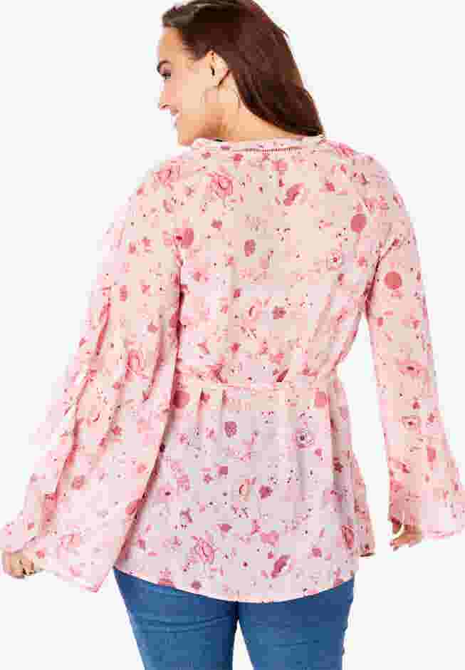Ruffle-Sleeve Tunic with Tie Waist image number 1