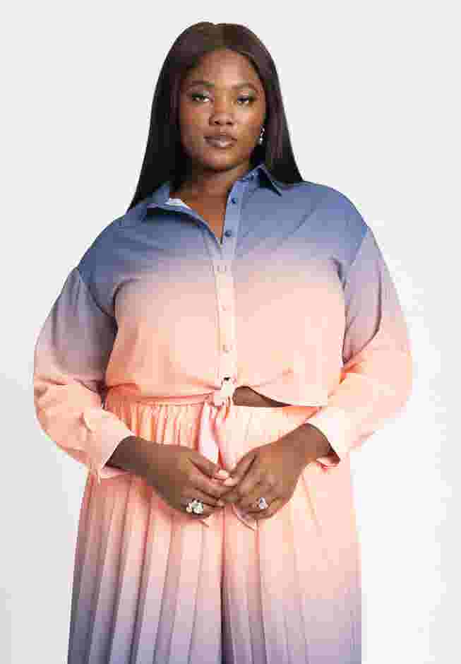 Ombre Button Front Cover Up Top image number 0