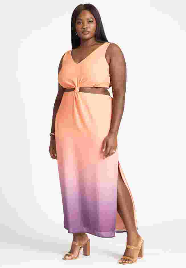Twist Front Sleeve Ombre Dress image number 0